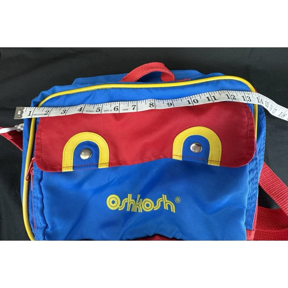 Vintage 90s Oshkosh Red Blue Yellow Primary Childs Messenger Diaper Carry-on Bag